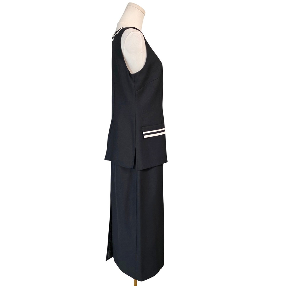 Jessica Howard Skirt Set Womens 8 Black Excellent Nautical Tunic Maxi Vintage - Picture 6 of 13
